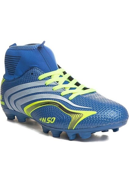 Çoraplı Krampon Erkek Çocuklar İçin Mavisarı Plastik Çivi 435 Model Futbol Ayakkabısı