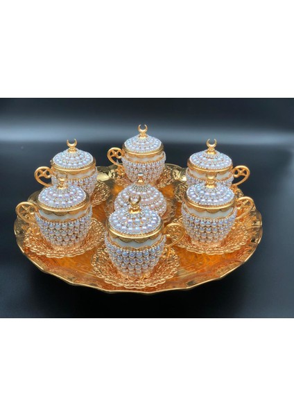 Silver Incili Kahve Fincanı Lokumluk Seti 8 Parça fiyatları