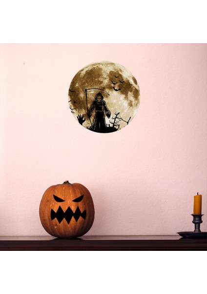 F Fityle 30 cm Aydınlık Duvar Sticker Parlayan Çocuk Odası Cadılar Bayramı Çıkartmaları Duvar Resimleri Parti Grim Reaper (Yurt Dışından)