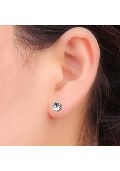 4mm Mıknatıslı Küpe Ince Beyaz Zirkon Taşlı 1 Çift Burun Kulak Dudak Hızma Manyetik Çelik