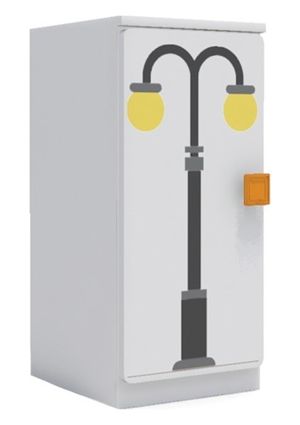 Tek Kapaklı Çocuk Odası Anaokulu Kreş Dolap Şehir Temalı