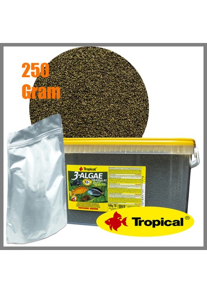 250 gr Tropical 3-Algae Granulat-Bölme Granül Balık Yemi fiyatları