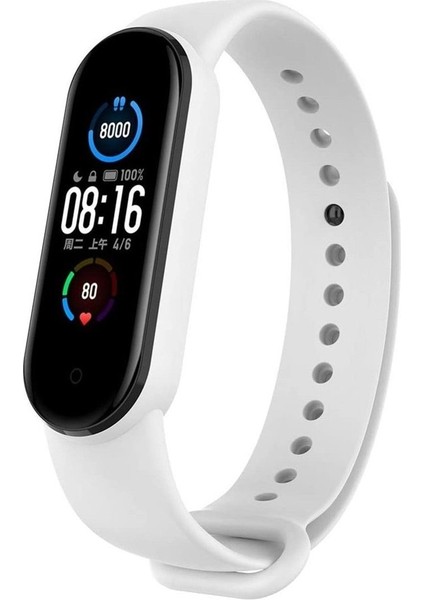 Xıaomı Mi Band 5/6 Uyumlu Silikon Kordon - Beyaz - Tek Beden