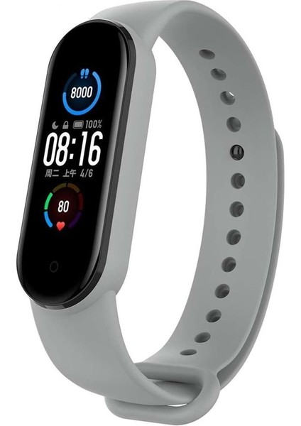 Xıaomı Mi Band 5/6 Uyumlu Silikon Kordon - Gri - Tek Beden