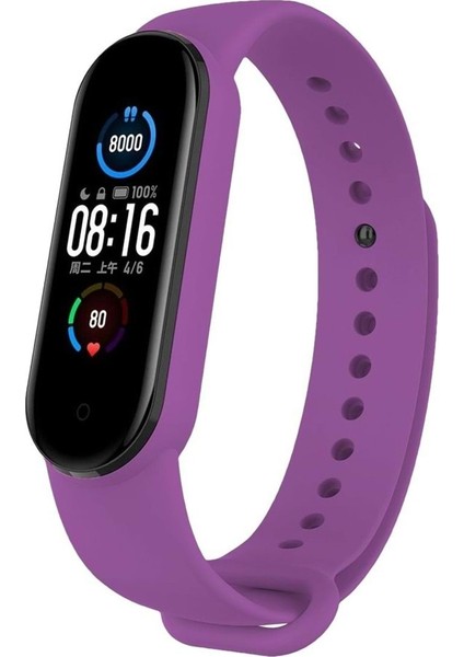 Xıaomı Mi Band 5/6 Uyumlu Silikon Kordon - Mor - Tek Beden