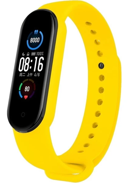 Oso Kordon Xıaomı Mi Band 5/6  Uyumlu Silikon Kordon - Sarı - Tek Beden