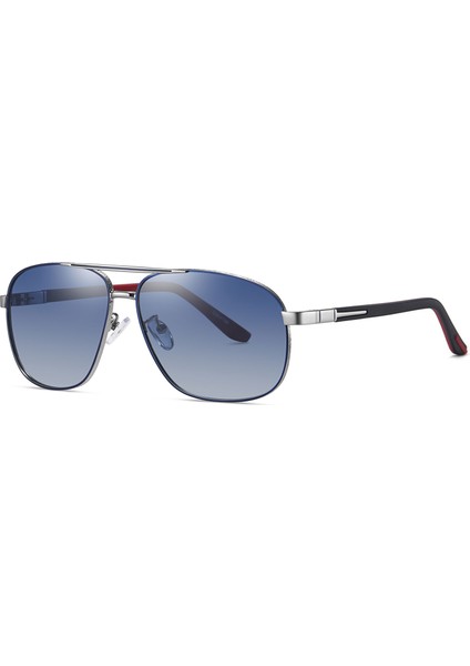 Erkek Aviator Polarize Güneş Gözlüğü Büyük Boy Kare Metal Çerçeve (Yurt Dışından)