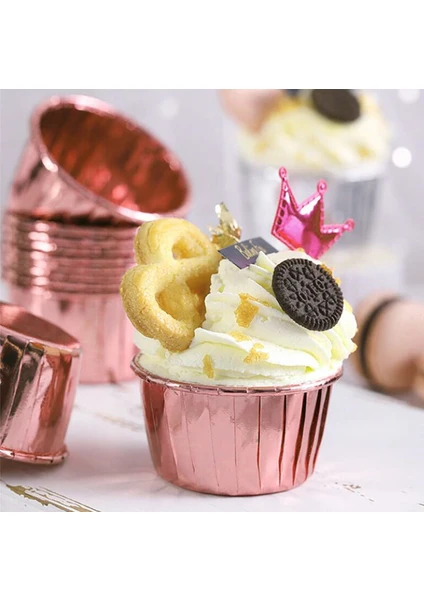 Trend Hediye Sepeti Dolphin Rose Gold Muffin Kek Kapsülü Cupcake Kalıbı 25'li