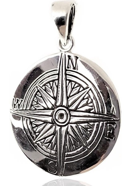 Sade Pusula Tasarım Gümüş Erkek Kolye Ucu modelleri