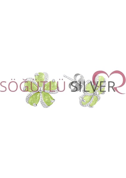 Kristalize Taşlı Çiçekli Ikili Set