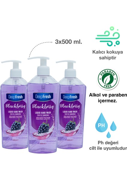 Meyveli Sıvı Sabun Böğürtlen 3 x 500 ml