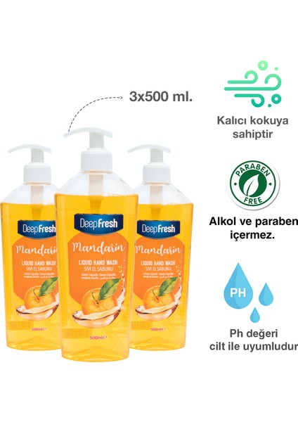 Meyveli Sıvı Sabun Mandalina 3 x 500 ml