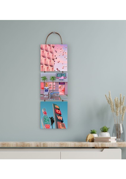 Gift 3 Parça Ipli Ahşap Tablo Seti-33