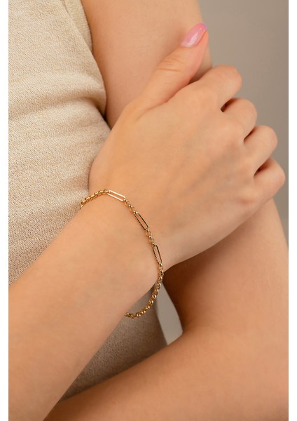 14 Ayar Altın Ataç Detaylı Doch Bileklik