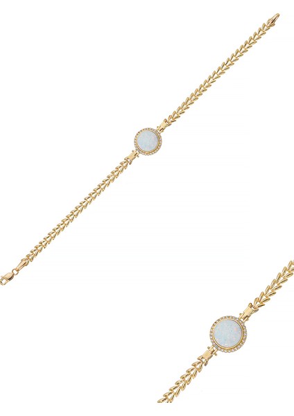 14 Ayar Altın Yuvarlak Opal Pars Bileklik fiyatları