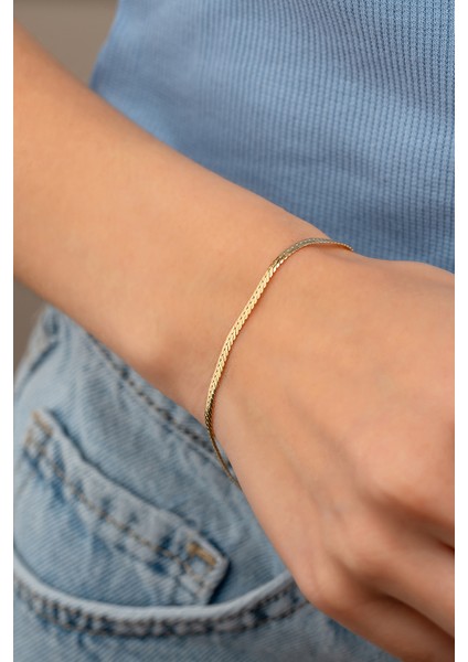 14 Ayar Altın Ezme Bileklik