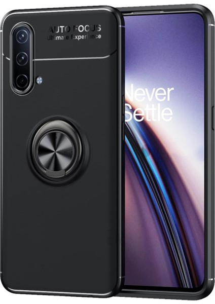 Oneplus Nord Ce 5g Focus Serisi Yüzük Standlı Silikon Kılıf - Siyah
