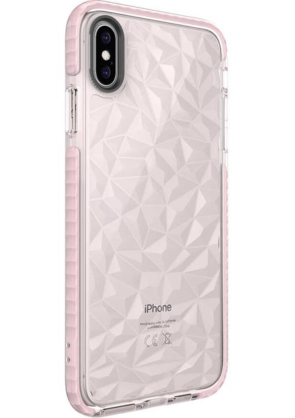 - Apple iPhone XS Max 6.5 - Kılıf Koruyucu Prizmatik Görünümlü Buzz Kapak - Pembe