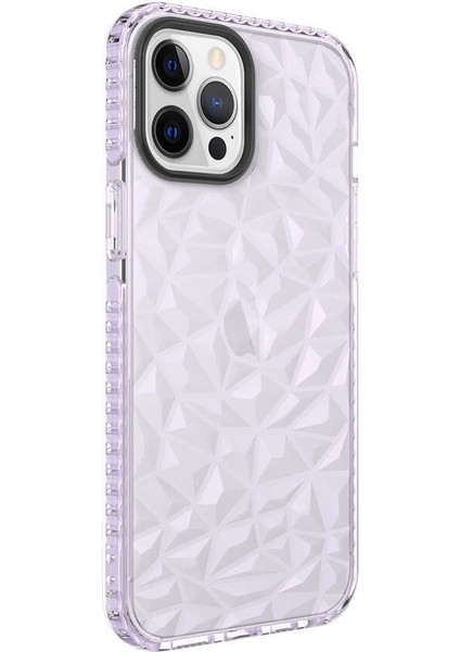 - Apple iPhone 12 Pro Max - Kılıf Koruyucu Prizmatik Görünümlü Buzz Kapak - Mor