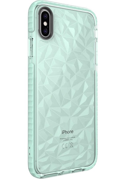 - Apple iPhone XS Max 6.5 - Kılıf Koruyucu Prizmatik Görünümlü Buzz Kapak - Yeşil