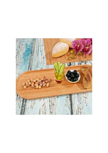 Bambu Çerezlik,kahvaltılık ve Tepsi 16*44 Cm. Bambu Oval Sunum Tepsisi