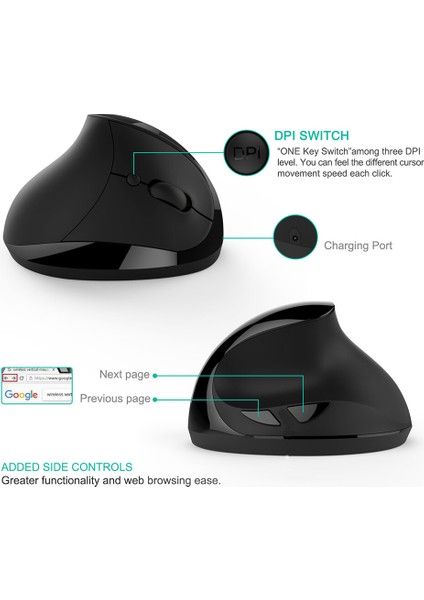 Ergonomik Dikey Kablosuz Şarj Edilebilir 6 Düğmeli Oyun Faresi (Yurt Dışından) fırsatları