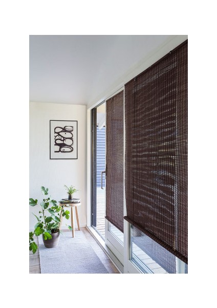 Bambu Stor Perde 200 x 180 cm Koyu Kahverengi