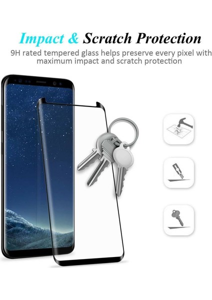 Samsung Galaxy S9 Ekrana Tam Yapışan 3D Temperli Cam Ekran Koruma