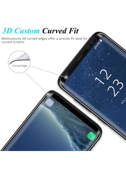 Samsung Galaxy S8 Ekrana Tam Yapışan 3D Temperli Cam Ekran Koruyucu (Siyah) fiyatları