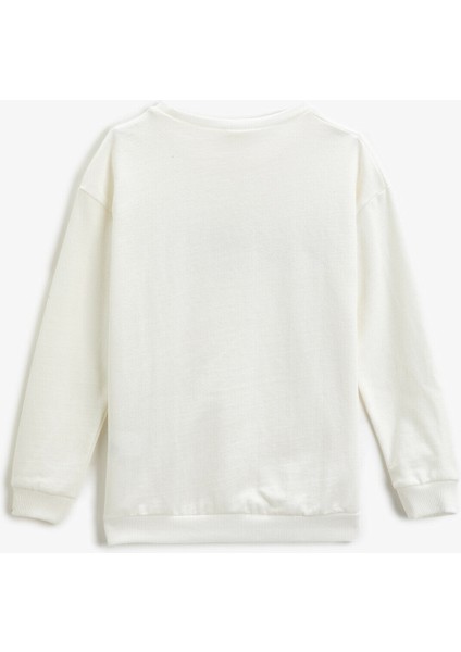 Yazı Baskılı Sweatshirt Bisiklet Yaka Pamuklu fiyatları