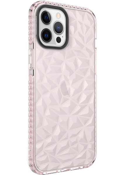 - Apple iPhone 12 Pro - Kılıf Koruyucu Prizmatik Görünümlü Buzz Kapak - Pembe
