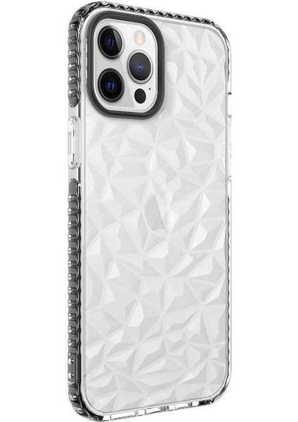 - Apple iPhone 12 Pro - Kılıf Koruyucu Prizmatik Görünümlü Buzz Kapak - Siyah
