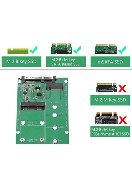 Msata Sata Çevirici M.2 B Key SSD Sata Çevirici M2 Ngff Sata Konverter