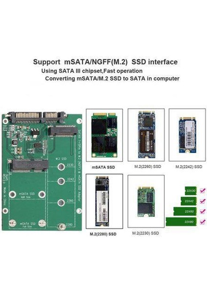 Msata Sata Çevirici M.2 B Key SSD Sata Çevirici M2 Ngff Sata Konverter