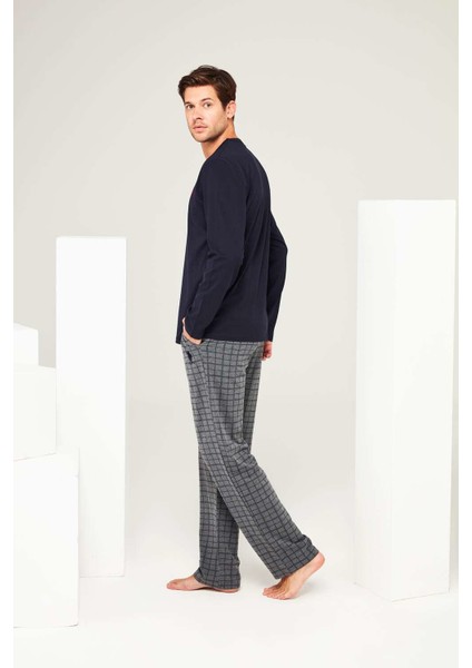 Erkek Lacivert Yuvarlak Yaka Pijama Takımı fiyatları