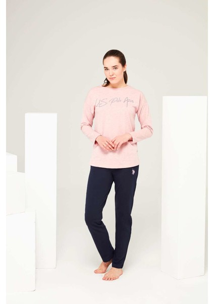 Kadın Pembe Yuvarlak Yaka Pijama Takımı