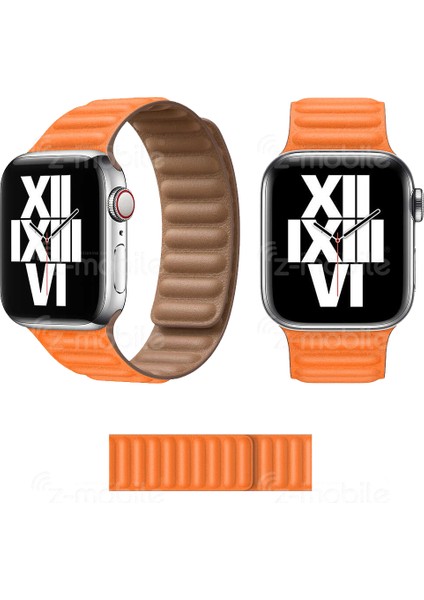 Apple Watch Uyumlu 2 3 4 5 6 38 mm 40 mm Manyetik Baklalı Model Deri Kayış Kordon