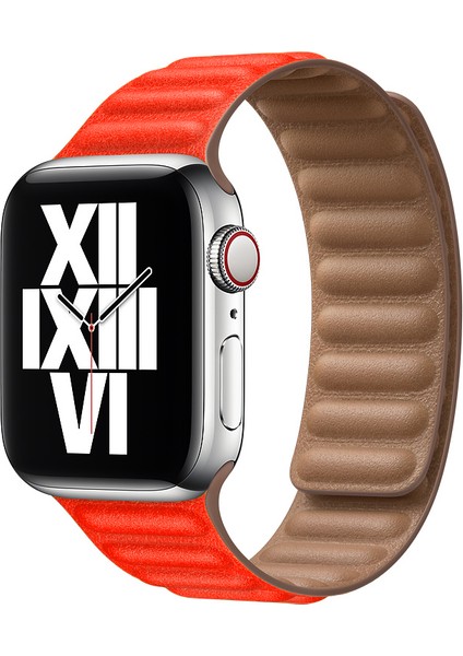 Apple Watch Uyumlu 2 3 4 5 6 38 mm 40 mm Manyetik Baklalı Model Deri Kayış Kordon