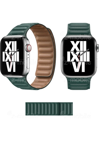 Apple Watch Uyumlu 2 3 4 5 6 38 mm 40 mm Manyetik Baklalı Model Deri Kayış Kordon