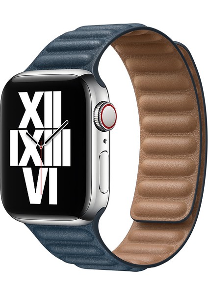 Apple Watch Uyumlu 2 3 4 5 6 38 mm 40 mm Manyetik Baklalı Model Deri Kayış Kordon