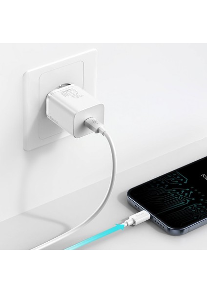 Apple iPhone 12 Mini Uyumlu 20W Hızlı Şarj Adaptörü + Type-C To Lightning 1m Şarj Kablosu