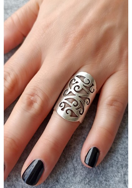 Antik Gümüş Kaplama Otantik Şekilli El Yapımı Ayarlanabilir Yüzük fiyatları