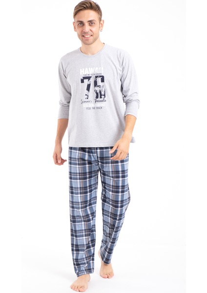 Erkek Baskılı Pijama Takımı Uzun Kollu Tampap 2170