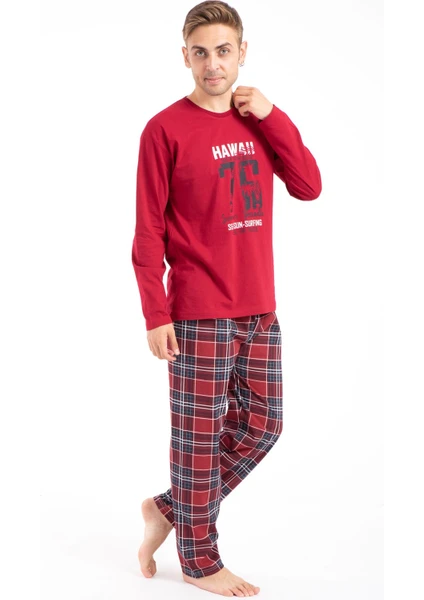 Erkek Baskılı Pijama Takımı Uzun Kollu Tampap 2170