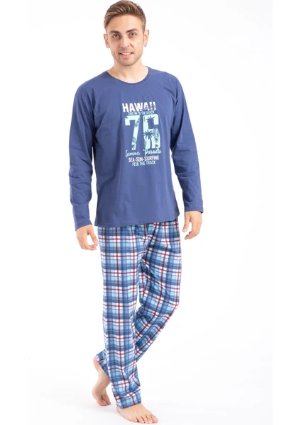 Erkek Baskılı Pijama Takımı Uzun Kollu Tampap 2170