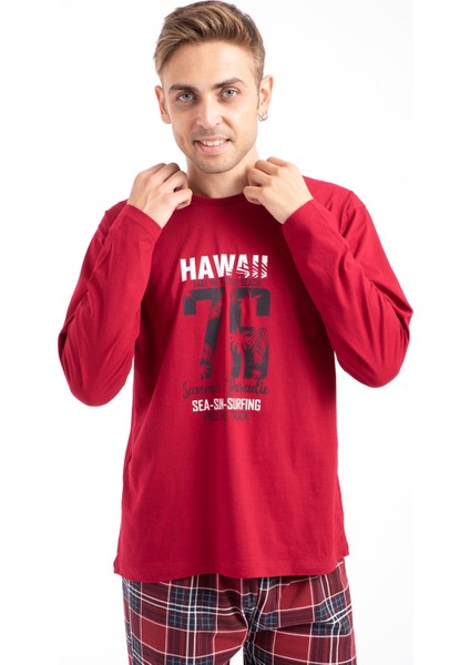 Erkek Baskılı Pijama Takımı Uzun Kollu Tampap 2170 modelleri