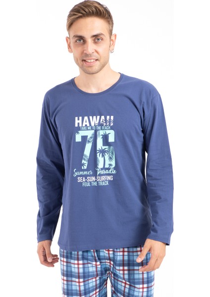 Erkek Baskılı Pijama Takımı Uzun Kollu Tampap 2170 modelleri