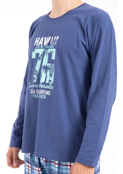 Erkek Baskılı Pijama Takımı Uzun Kollu Tampap 2170 fırsatları