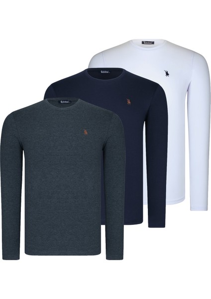 Dörtlü Set T8588 Dewberry Yuvarlak Yaka Erkek -Siyah-Antrasit-Lacivert-Beyaz