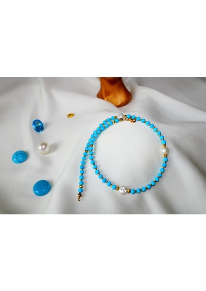 Turkuaz ve Inci Taşlı Kadın Kolye fiyatları